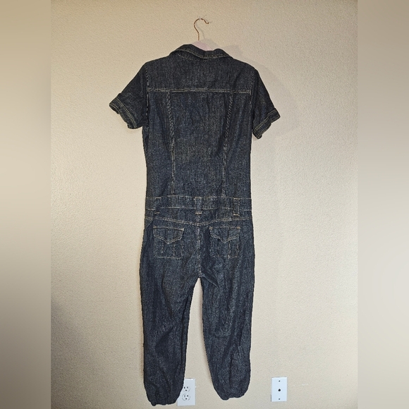 Baby Phat Y2k Vintage Dark Denim Cropped Jogger Utility Jumpsuit Size 11 - Picture 10 of 14